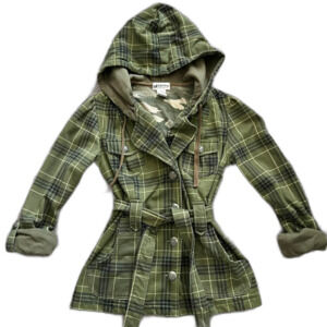 Self Esteem green plaid hooded jacket lightweight